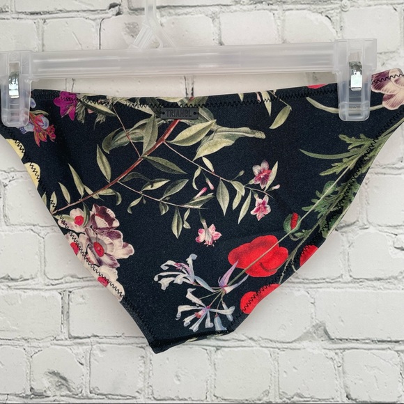 TRIANGL Neoprene Black Floral Cheeky Bikini Bottoms size small - Picture 3 of 6
